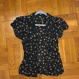 Denim&Co Black Floral Blouse